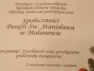 Podziękowanie dla Parafian...